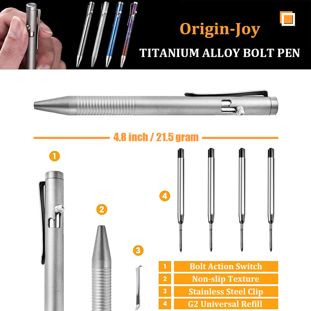 Origin-Joy Bolt Action Pen - TI01 & Metallic (TC4 Titanium)