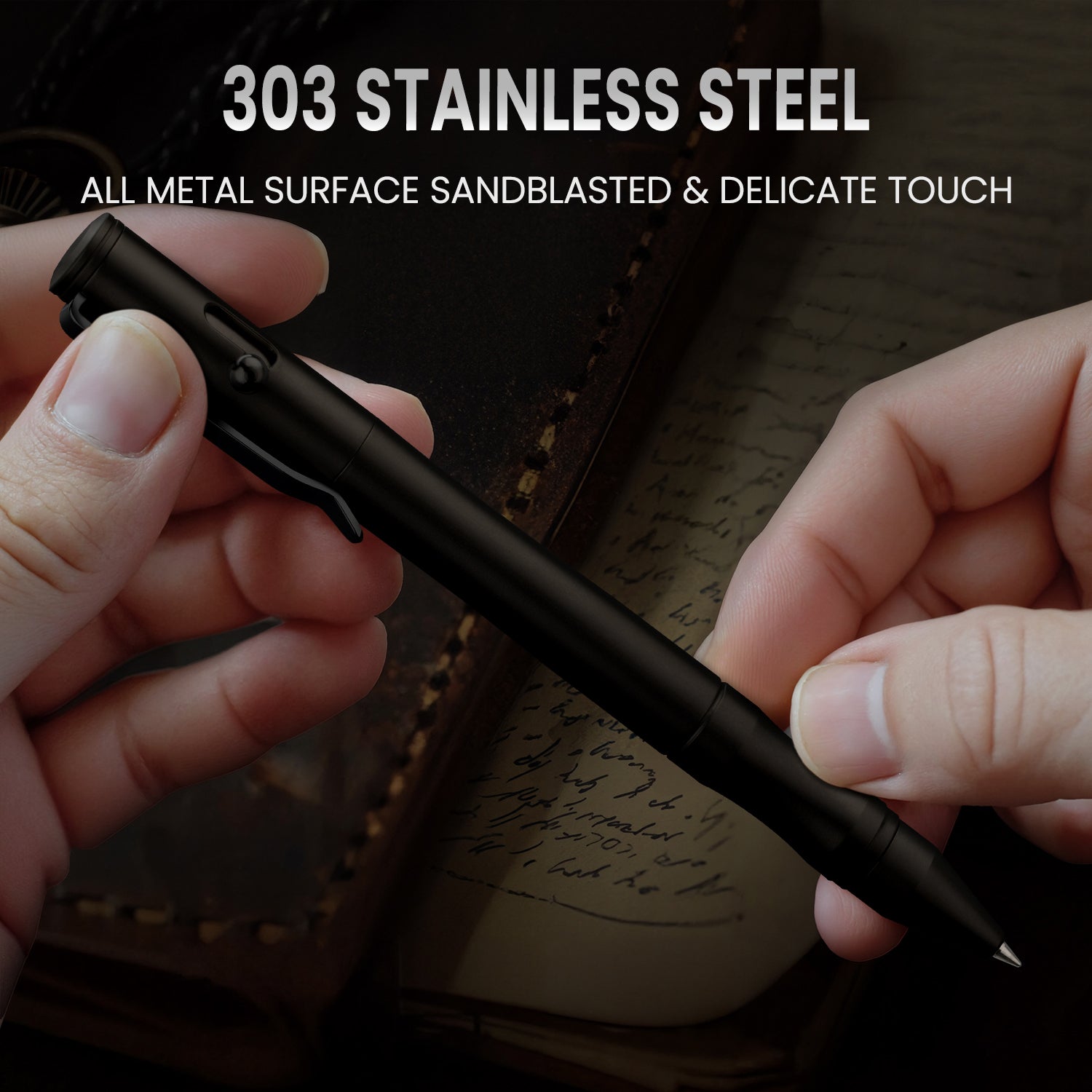 Origin-Joy Bolt Action Pen - SS01 & Black Vacuum Titanium Plating (303 Stainless Steel)