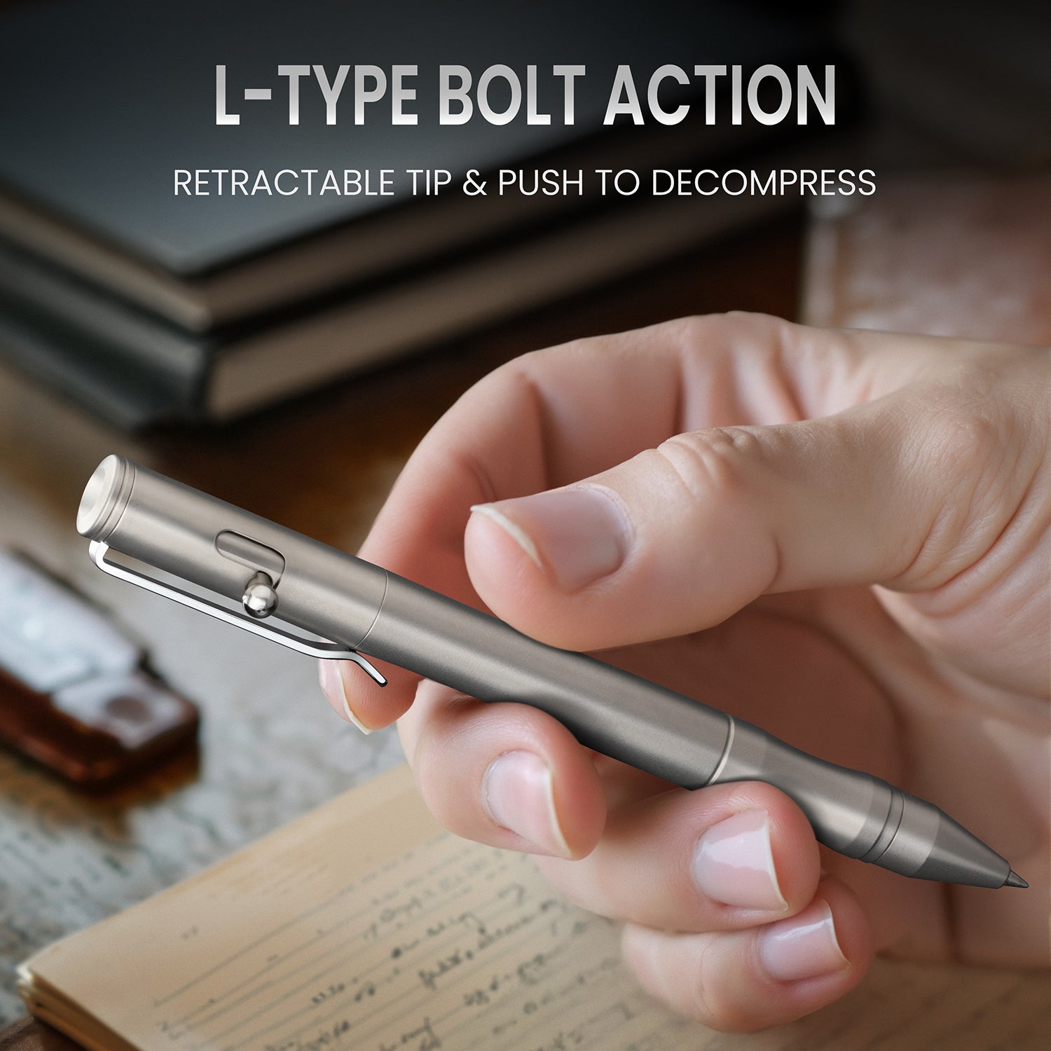 Origin-Joy Bolt Action Pen - SS01 & Silver Sandblasting (303 Stainless Steel)