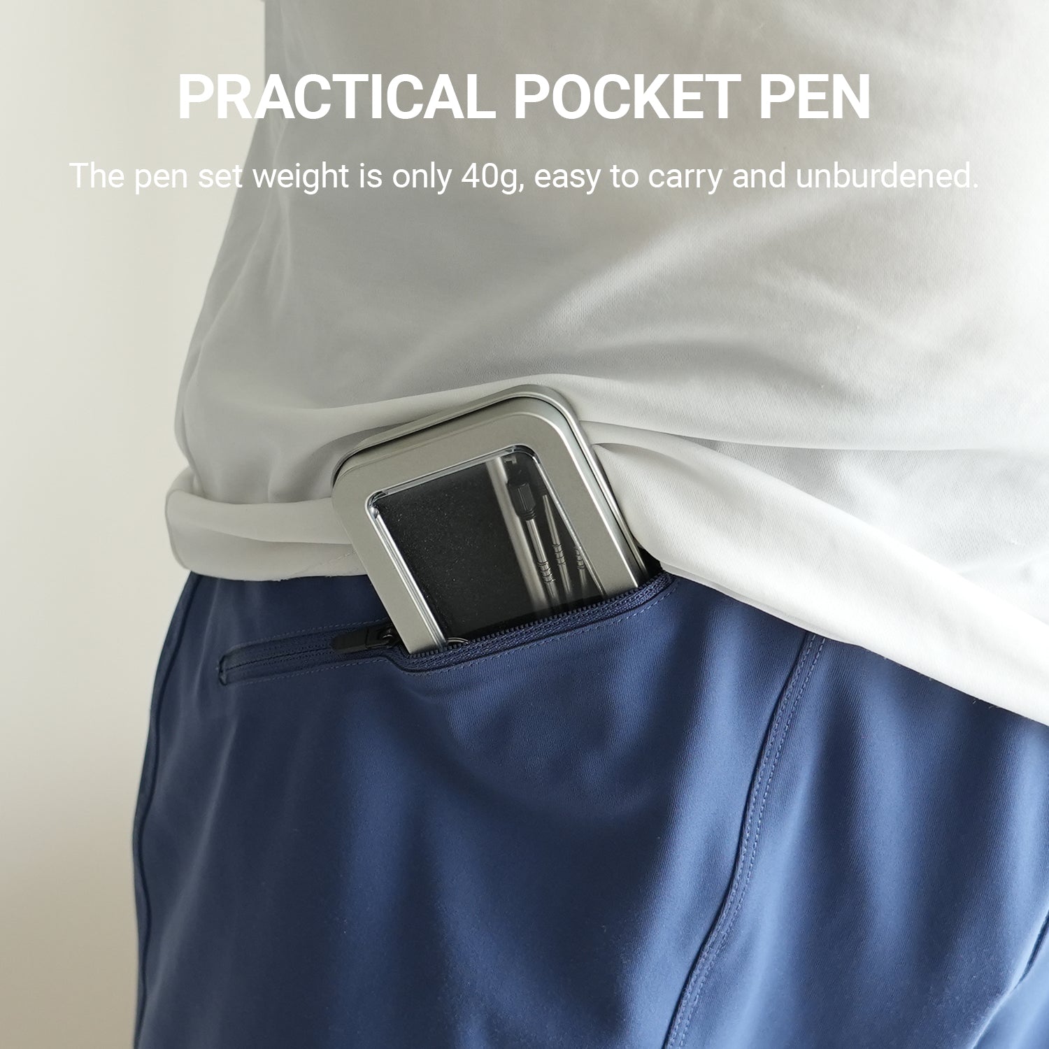 Origin-Joy Mini Pocket Pen - SS02 & Silver Sandblasting (303 Stainless Steel)