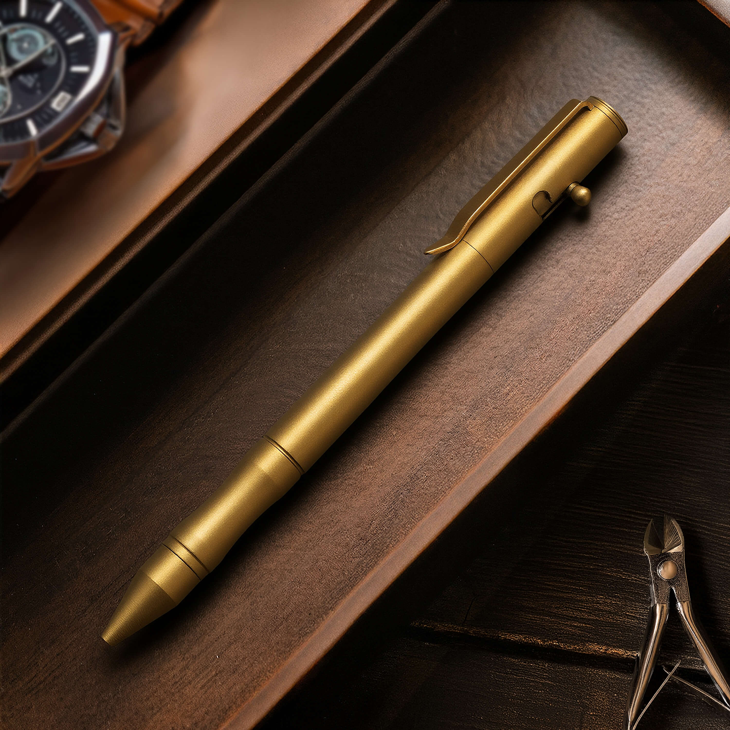 Origin-Joy Bolt Action Pen - SS01 & Gold Vacuum Titanium Plating (303 Stainless Steel)