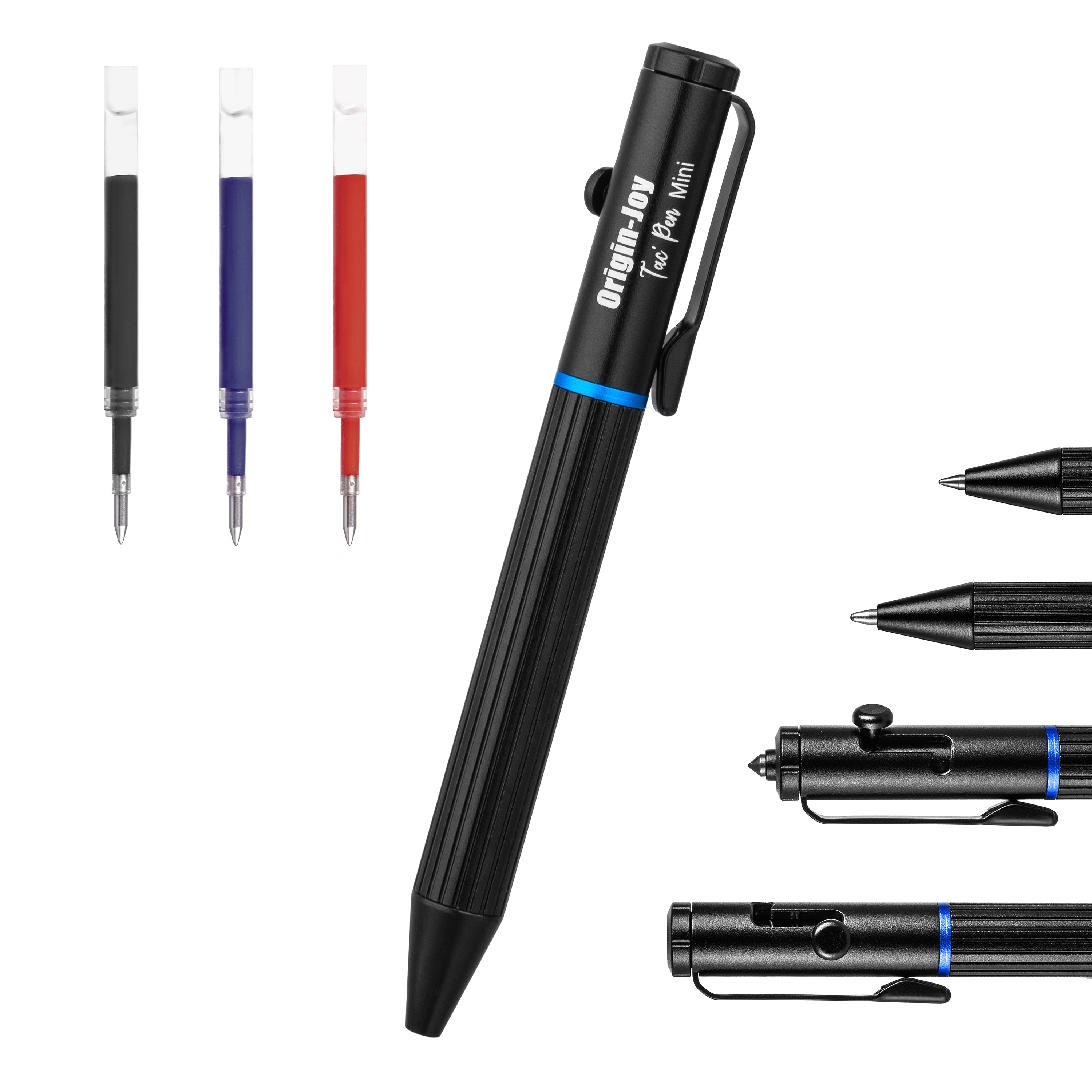 Origin-Joy Mini EDC Bolt Action Tactical Pen - AL02 & Black (6061-T6 Aluminum)
