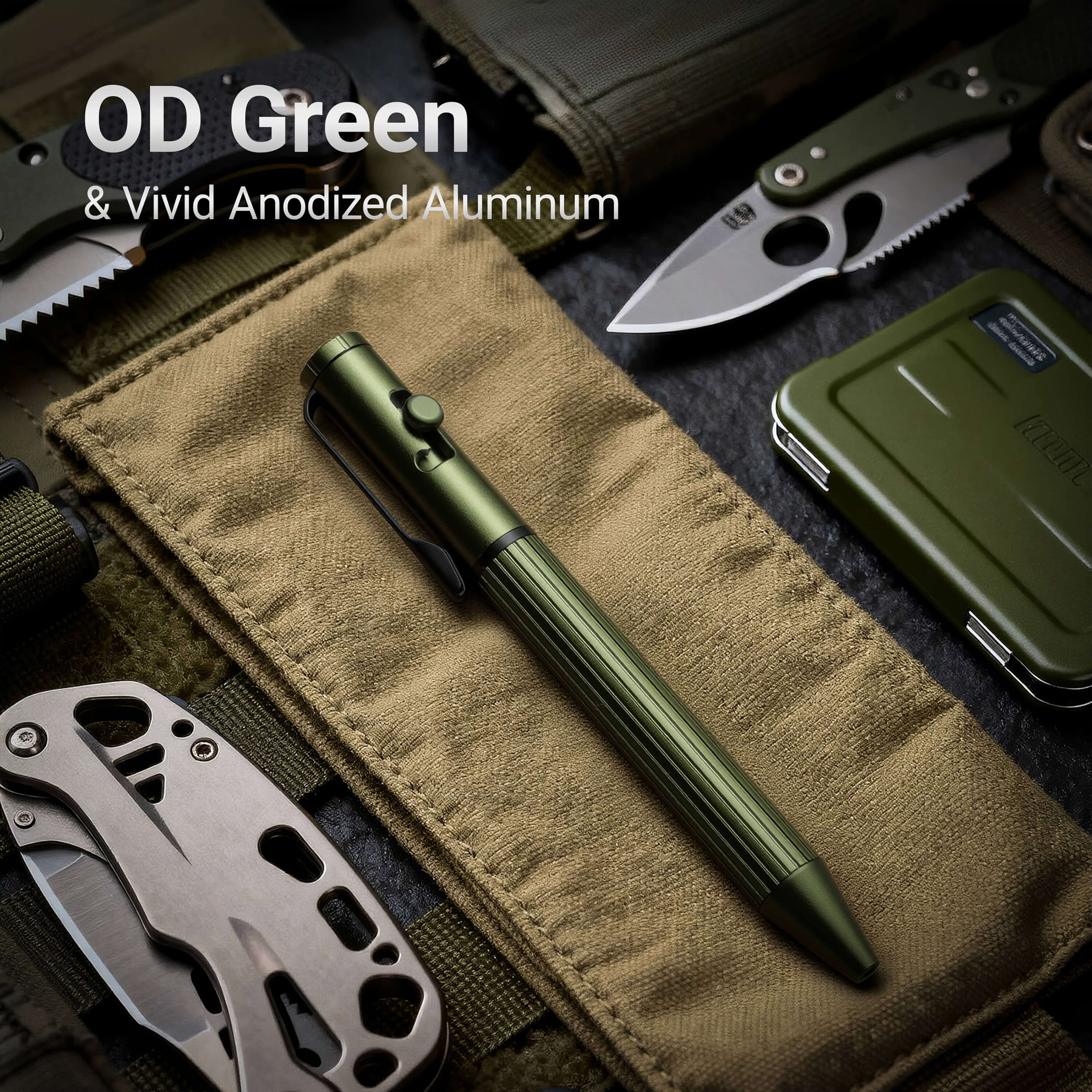 Origin-Joy Mini EDC Bolt Action Tactical Pen - AL02 & Shiny Blue (6061-T6 Aluminum)