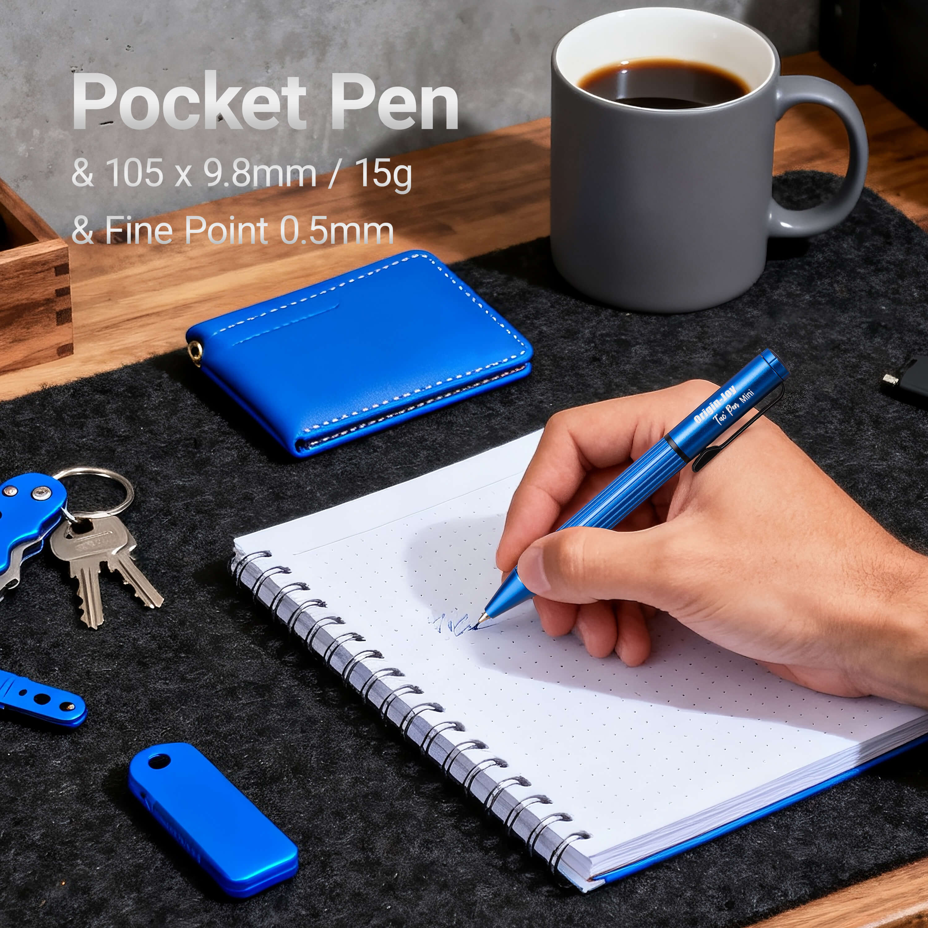 Origin-Joy Mini EDC Bolt Action Tactical Pen - AL02 & Shiny Blue (6061-T6 Aluminum)