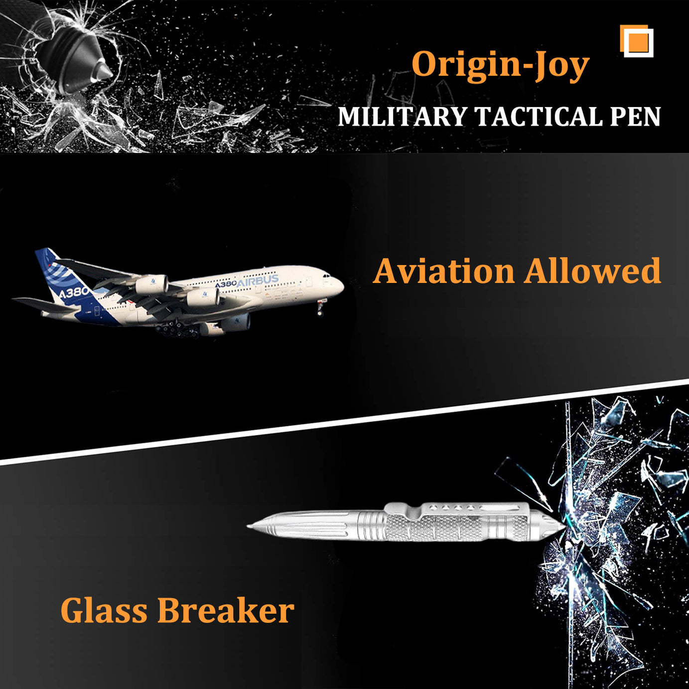 Origin-Joy Tactical Pen - AL01 & Silver (6061-T6 Aluminum)