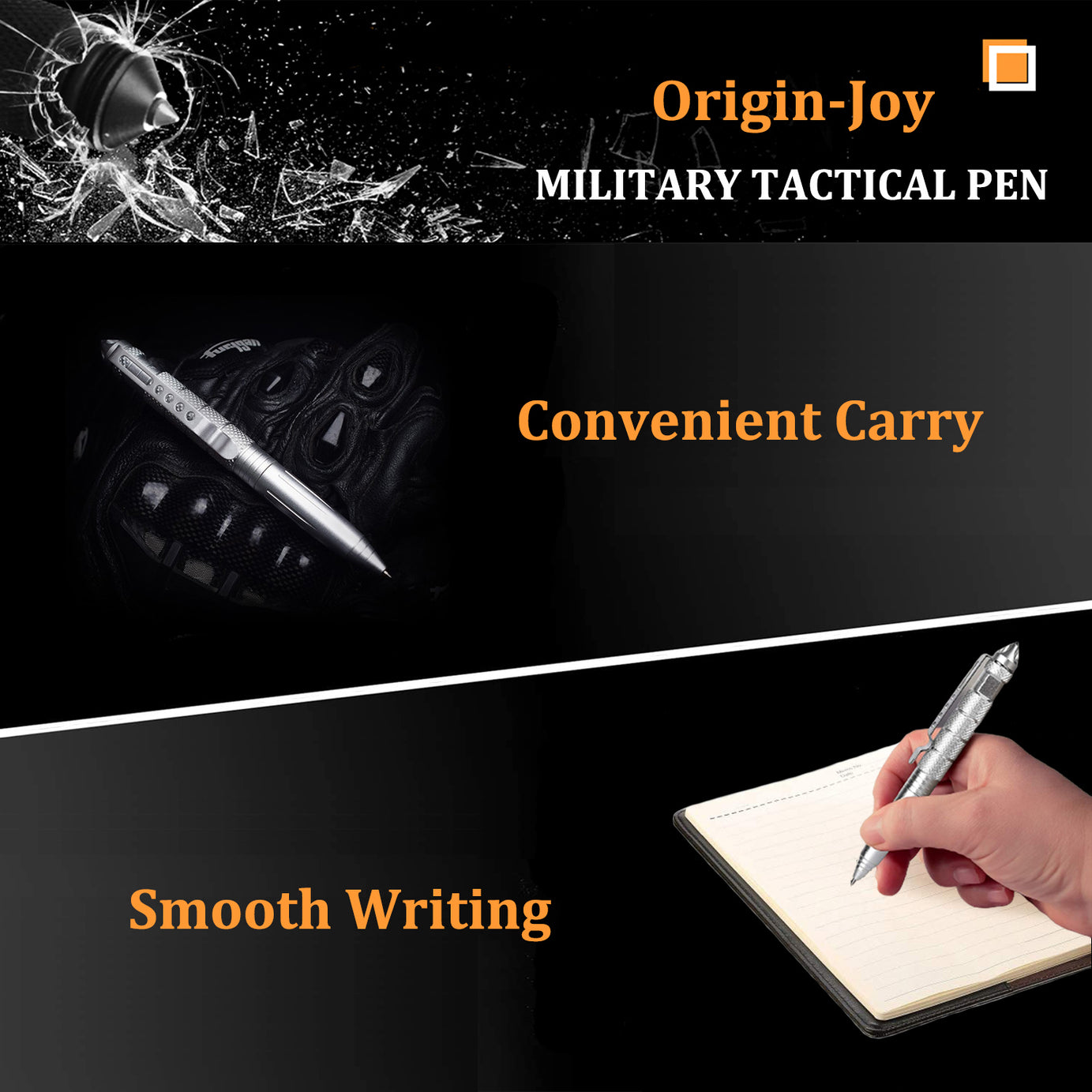 Origin-Joy Tactical Pen - AL01 & Silver (6061-T6 Aluminum)