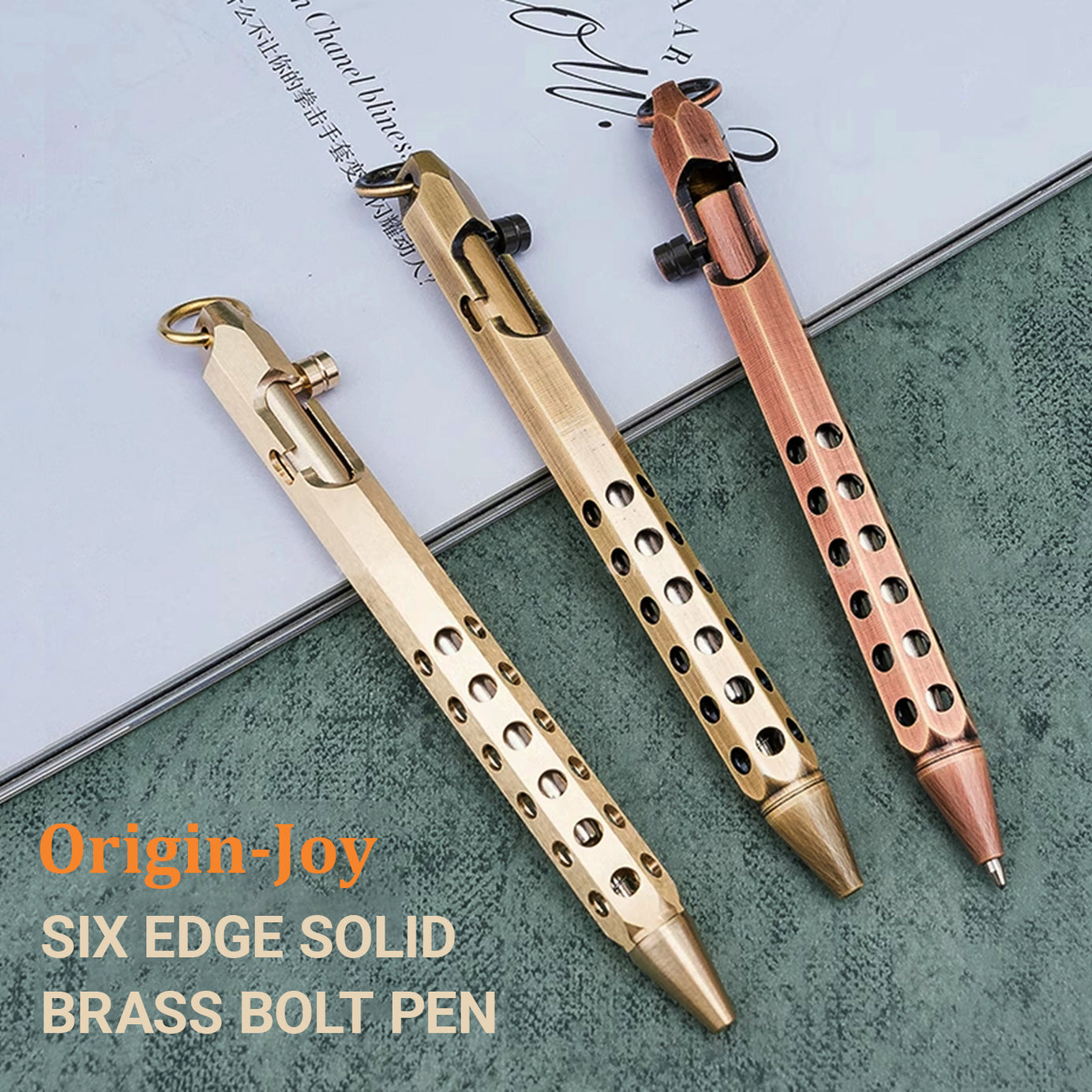 Origin-Joy Bolt Action Pen - BR01 & Natural Brass / Retro Black / Red Bronze / Nickel Gray (Brass)
