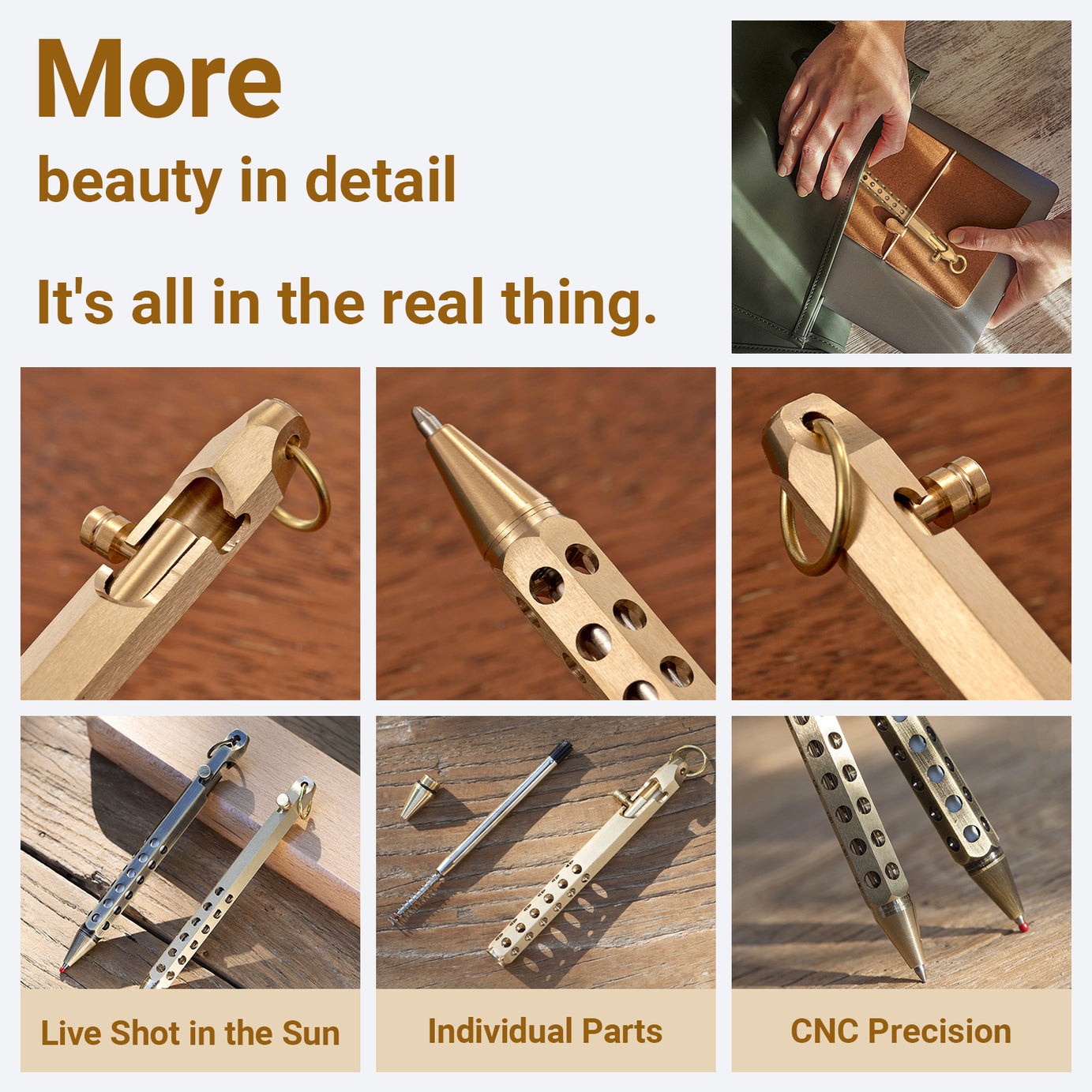 Origin-Joy Bolt Action Pen - BR01 & Natural Brass / Retro Black / Red Bronze / Nickel Gray (Brass)