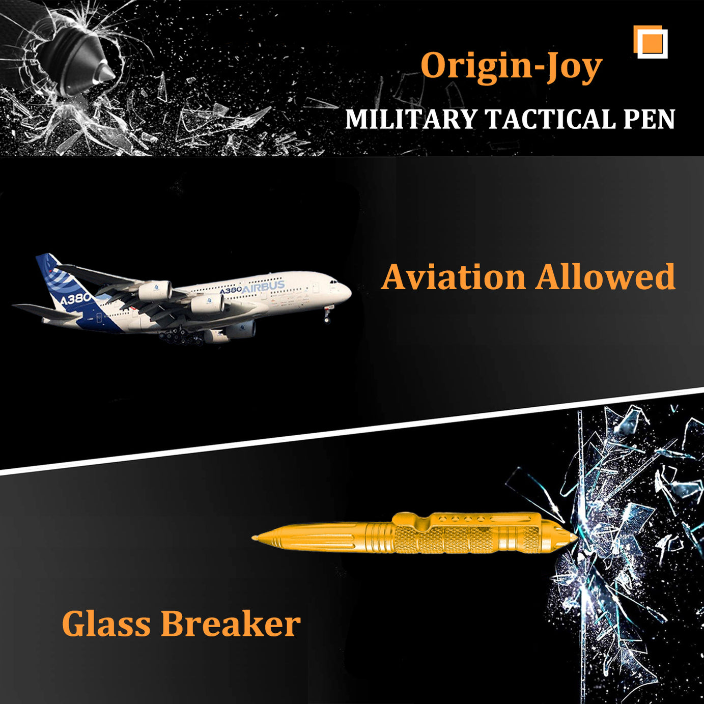 Origin-Joy Tactical Pen - AL01 & Gold (6061-T6 Aluminum)