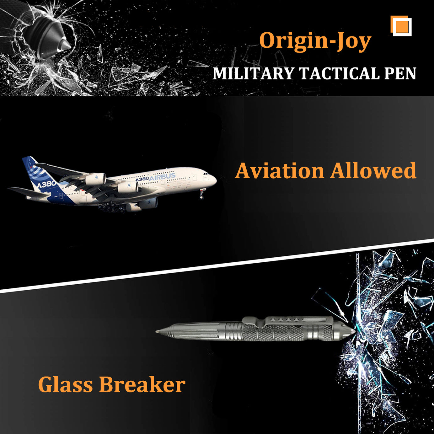 Origin-Joy Tactical Pen - AL01 & Black / Gray / Silver / Gold (6061-T6 Aluminum)