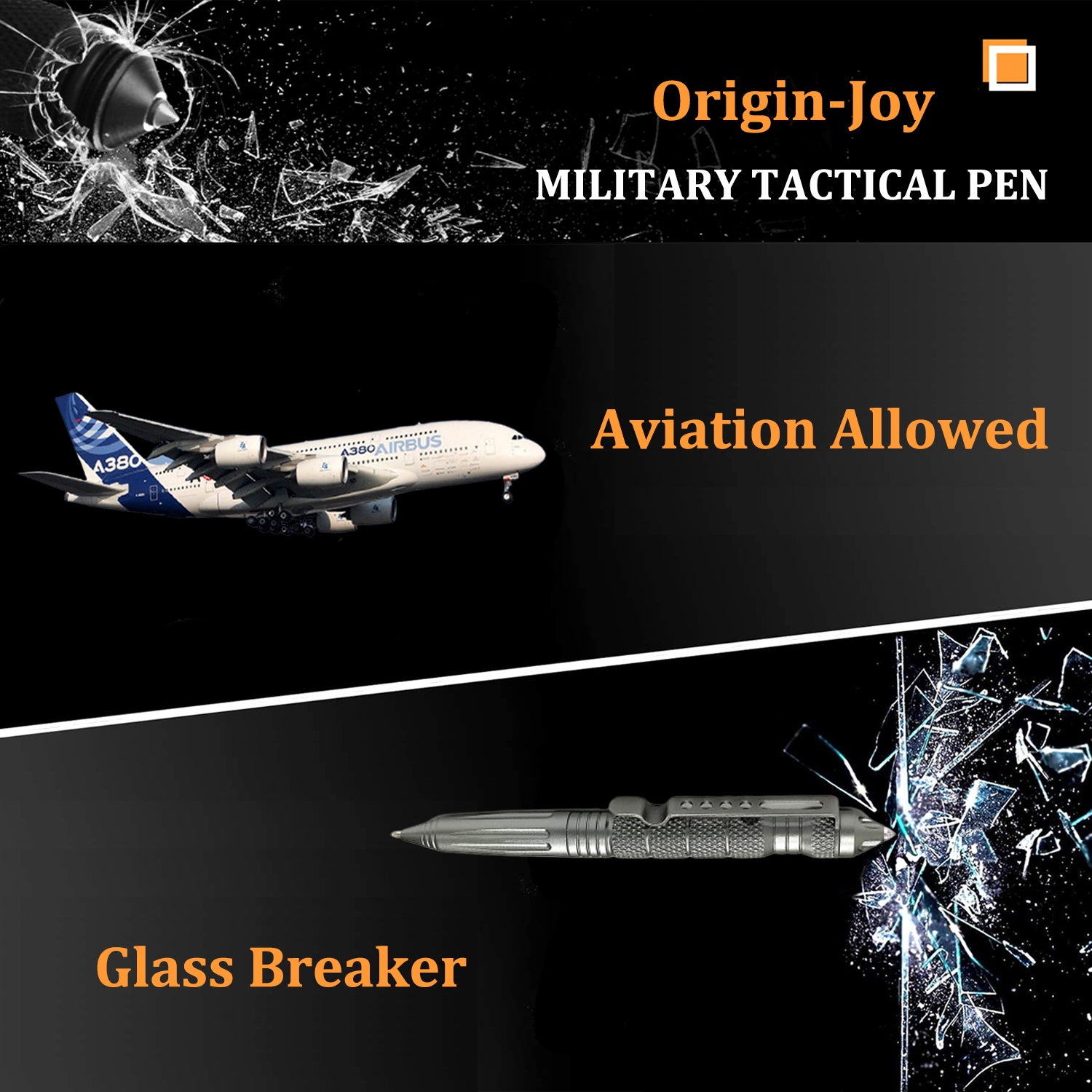 Origin-Joy Tactical Pen - AL01 & Black / Gray / Silver / Gold (6061-T6 Aluminum)