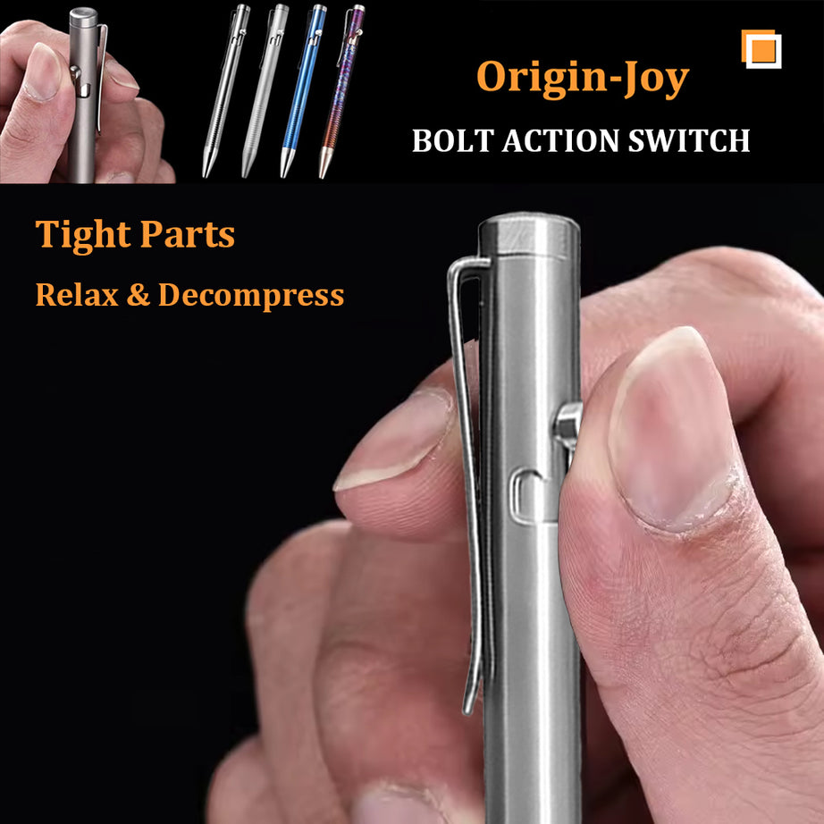 Origin-Joy Bolt Action Pen - TI01 & Silver (TC4 Titanium)
