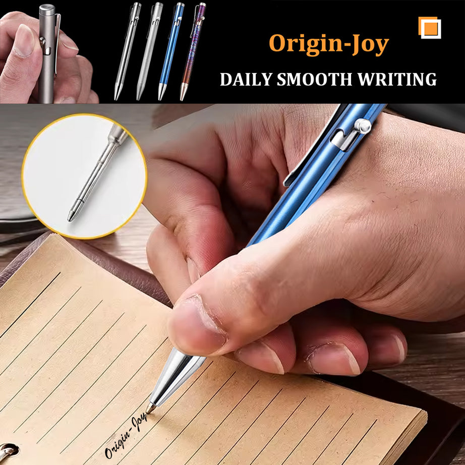 Origin-Joy Bolt Action Pen - TI01 & Blue (TC4 Titanium)