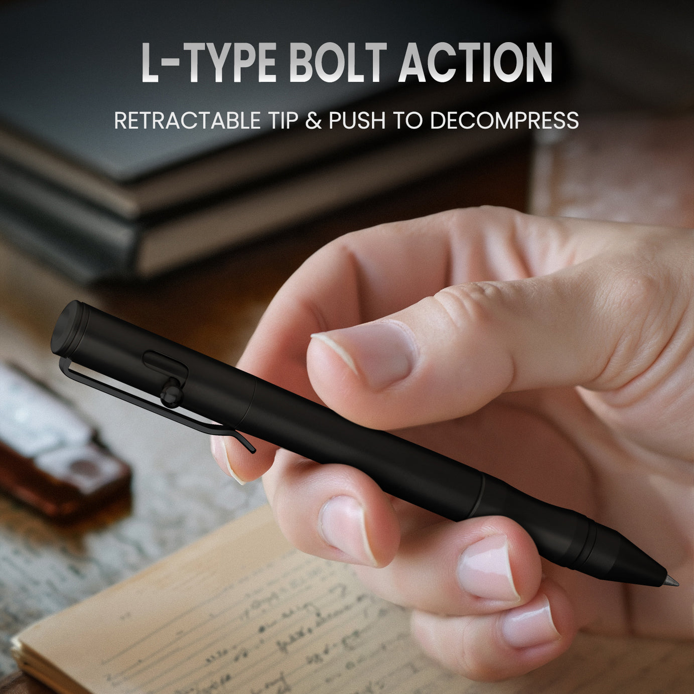Origin-Joy Bolt Action Pen - SS01 & Black Vacuum Titanium Plating (303 Stainless Steel)
