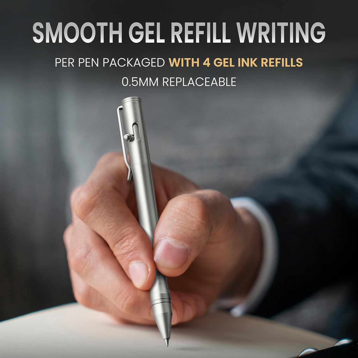 Origin-Joy Bolt Action Pen - SS01 & Silver Sandblasting (303 Stainless Steel)