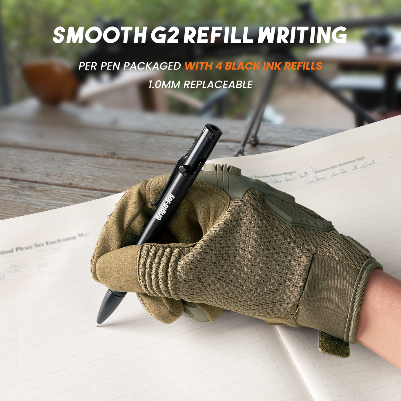 Origin-Joy Bolt Action Tactical Pen - AL04 & Black (6061-T6 Aluminum)