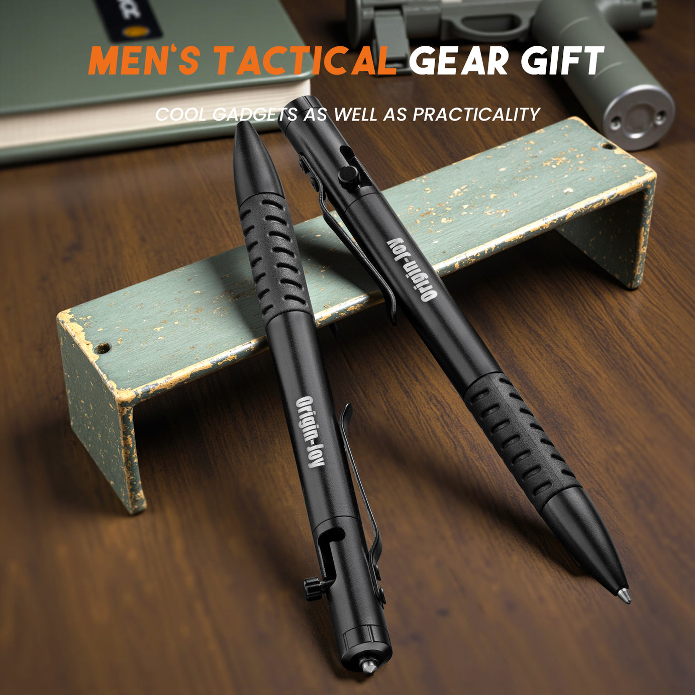 Origin-Joy Bolt Action Tactical Pen - AL04 & Black (6061-T6 Aluminum)