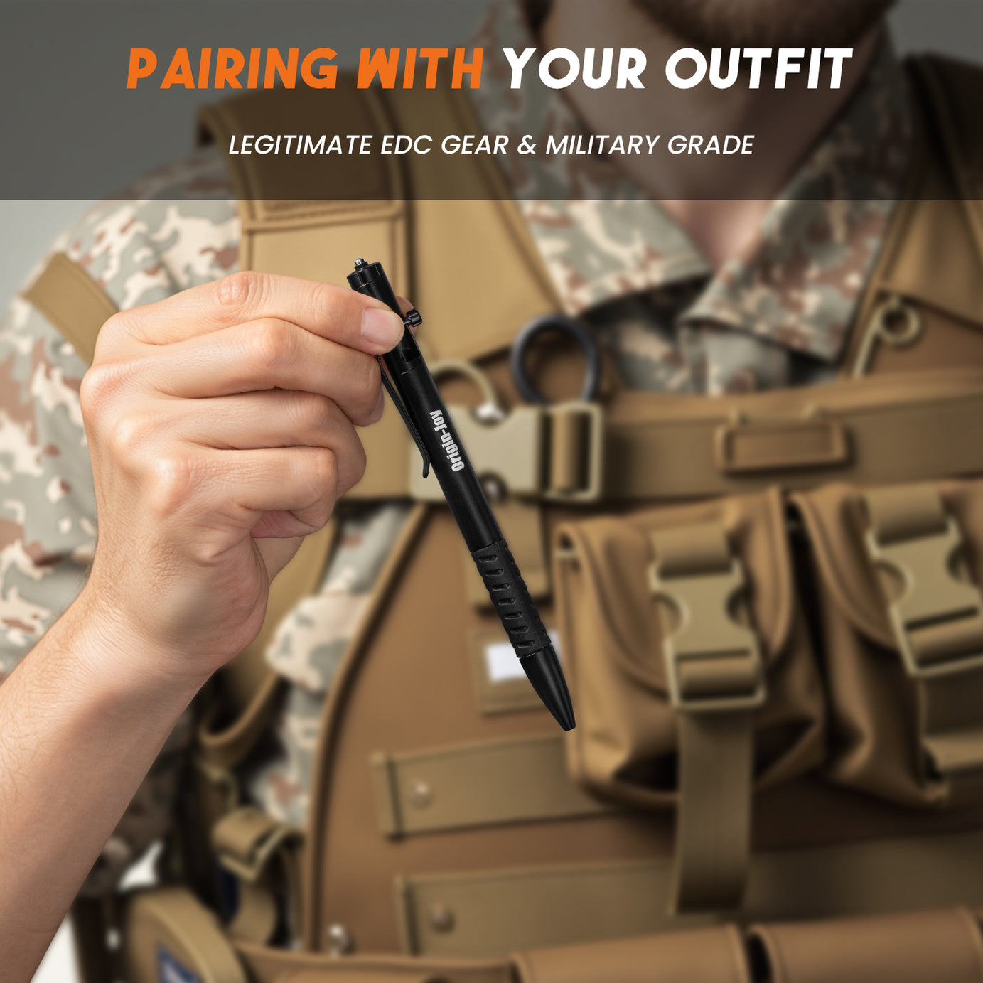 Origin-Joy Bolt Action Tactical Pen - AL04 & Black (6061-T6 Aluminum)