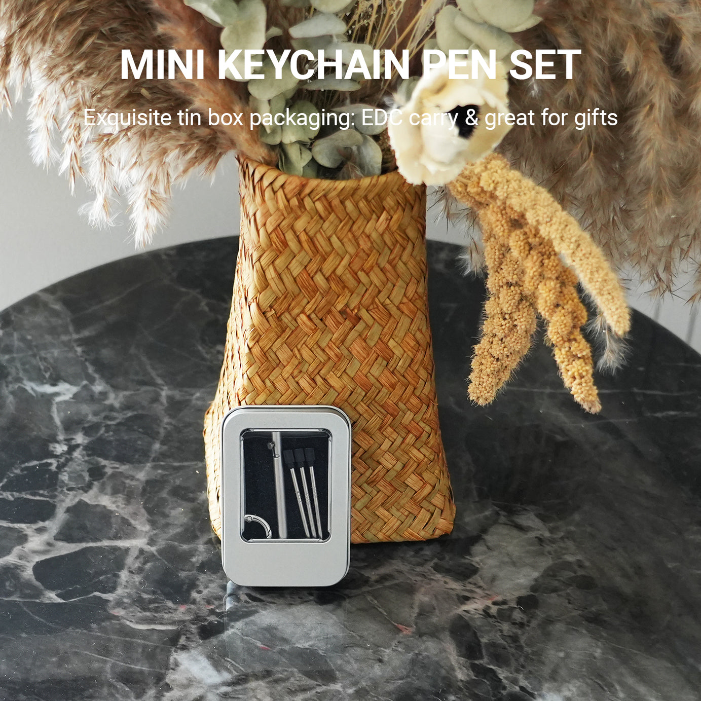 Origin-Joy Mini Pocket Pen - SS02 & Silver Sandblasting (303 Stainless Steel)