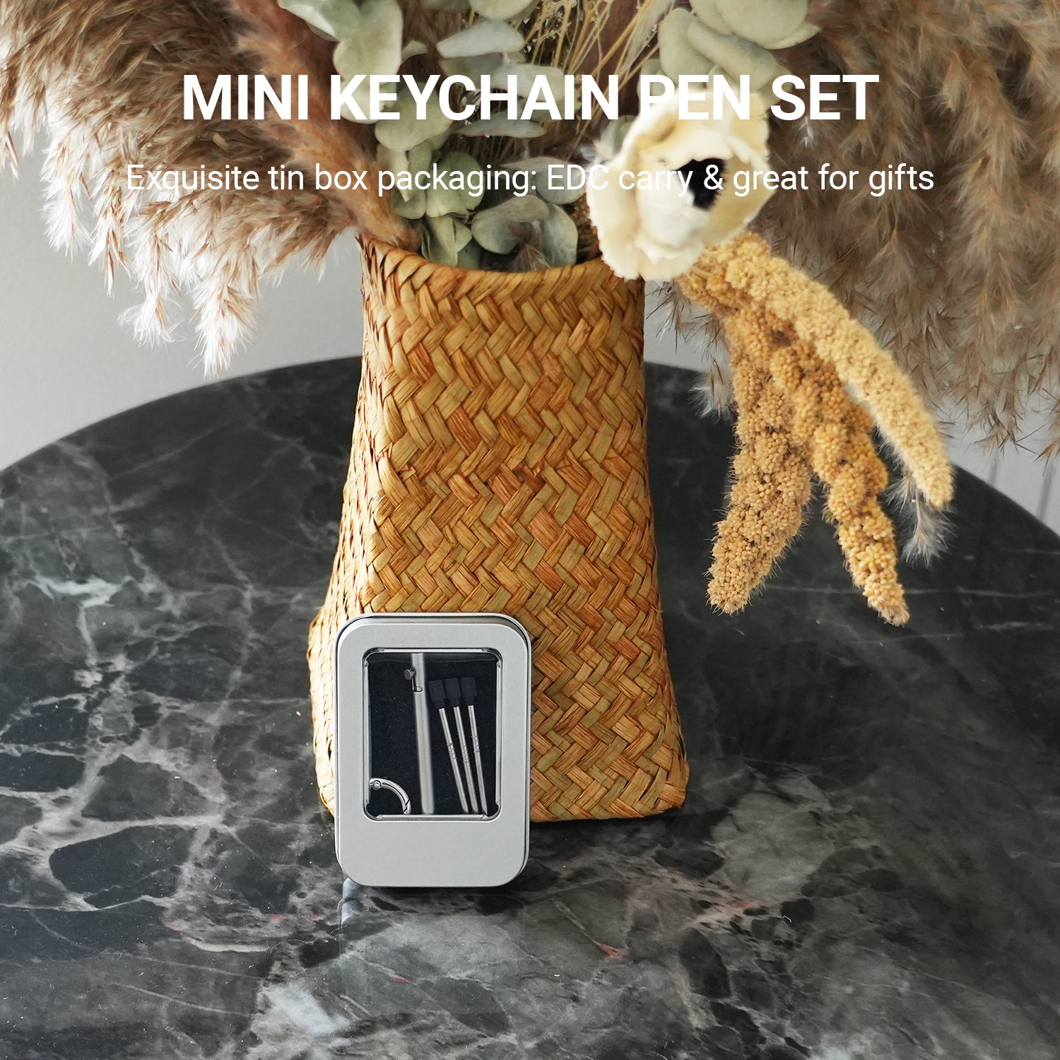 Origin-Joy Mini Pocket Pen - SS02 & Silver Sandblasting (303 Stainless Steel)