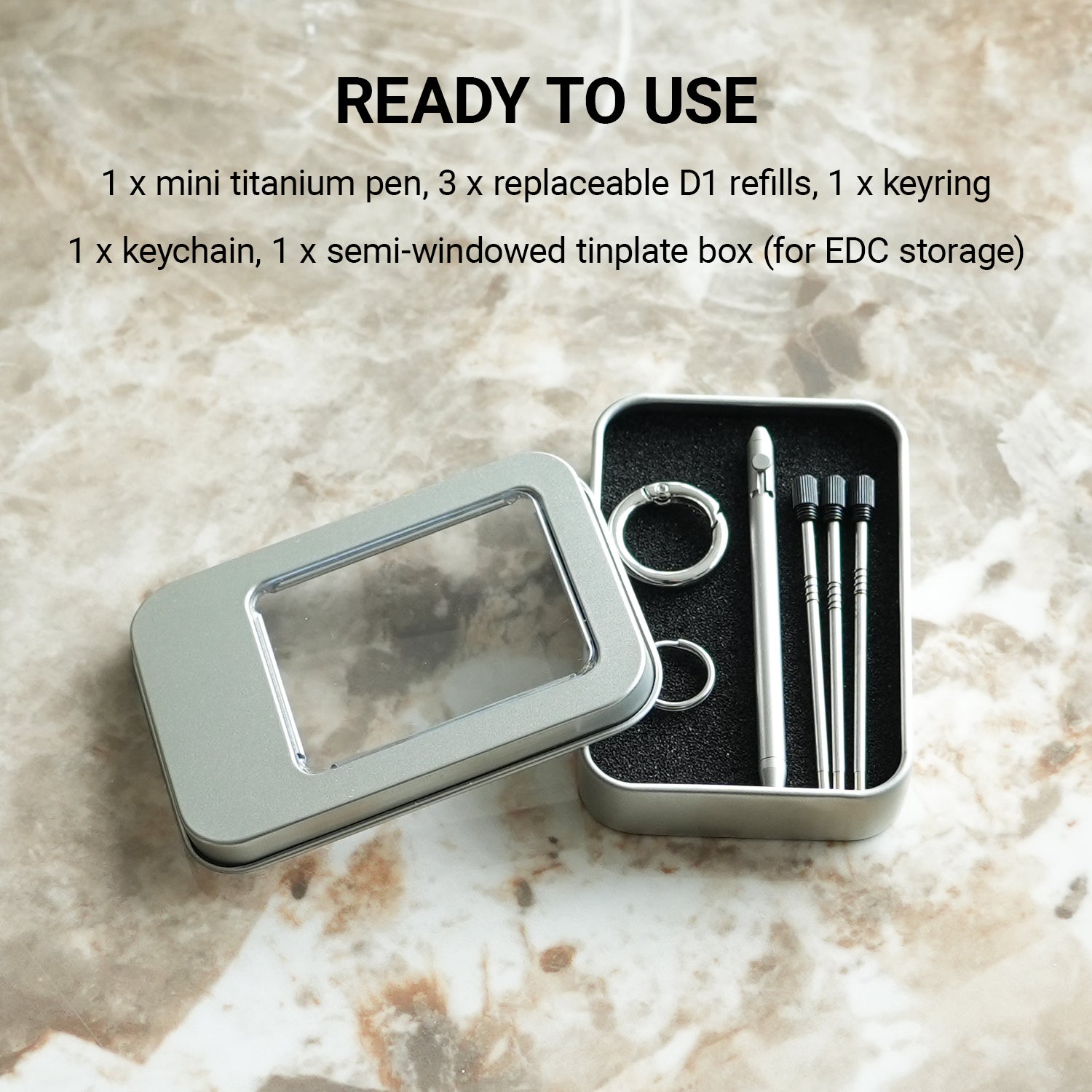 Origin-Joy Mini Pocket Pen - SS02 & Silver Sandblasting (303 Stainless Steel)