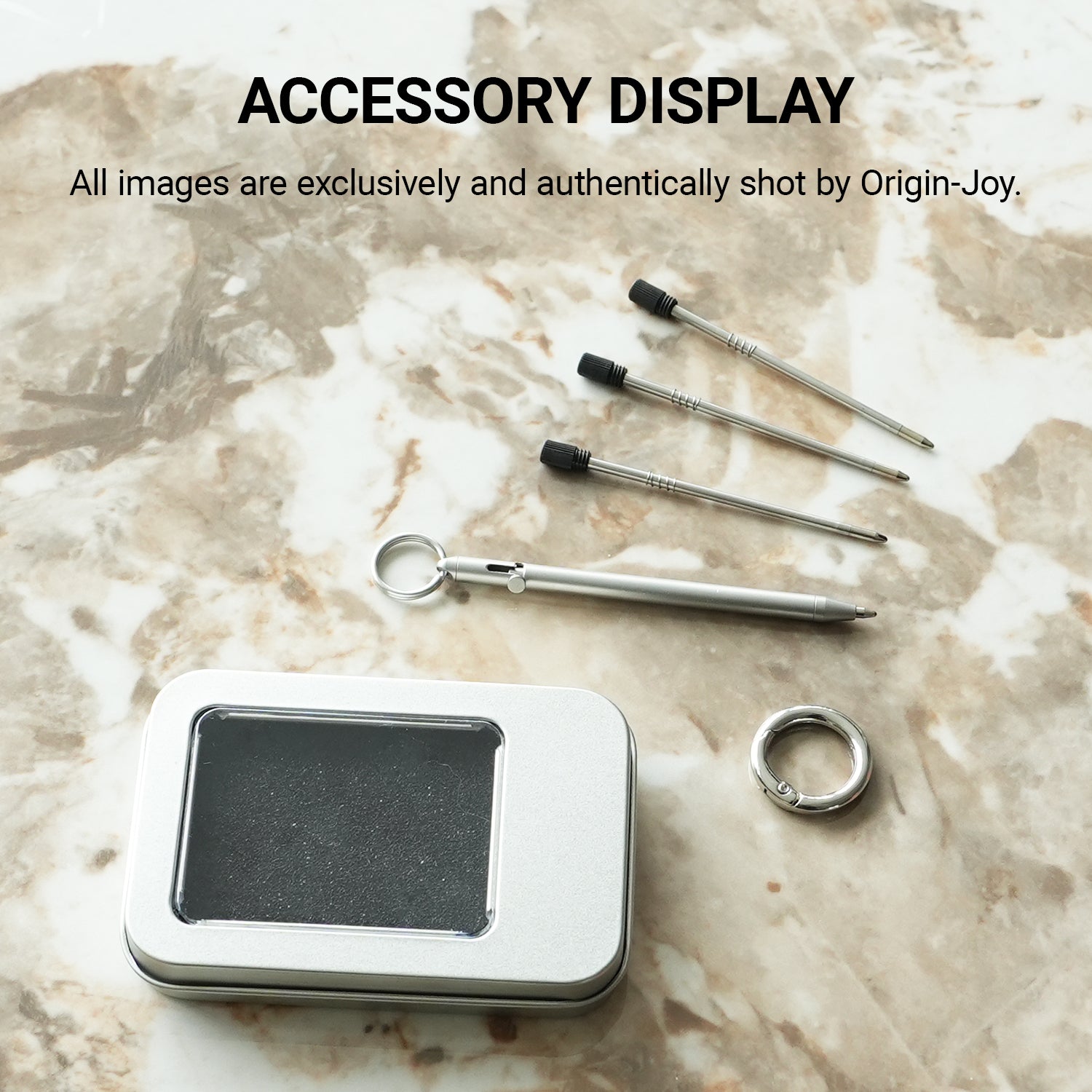 Origin-Joy Mini Pocket Pen - SS02 & Silver Sandblasting (303 Stainless Steel)