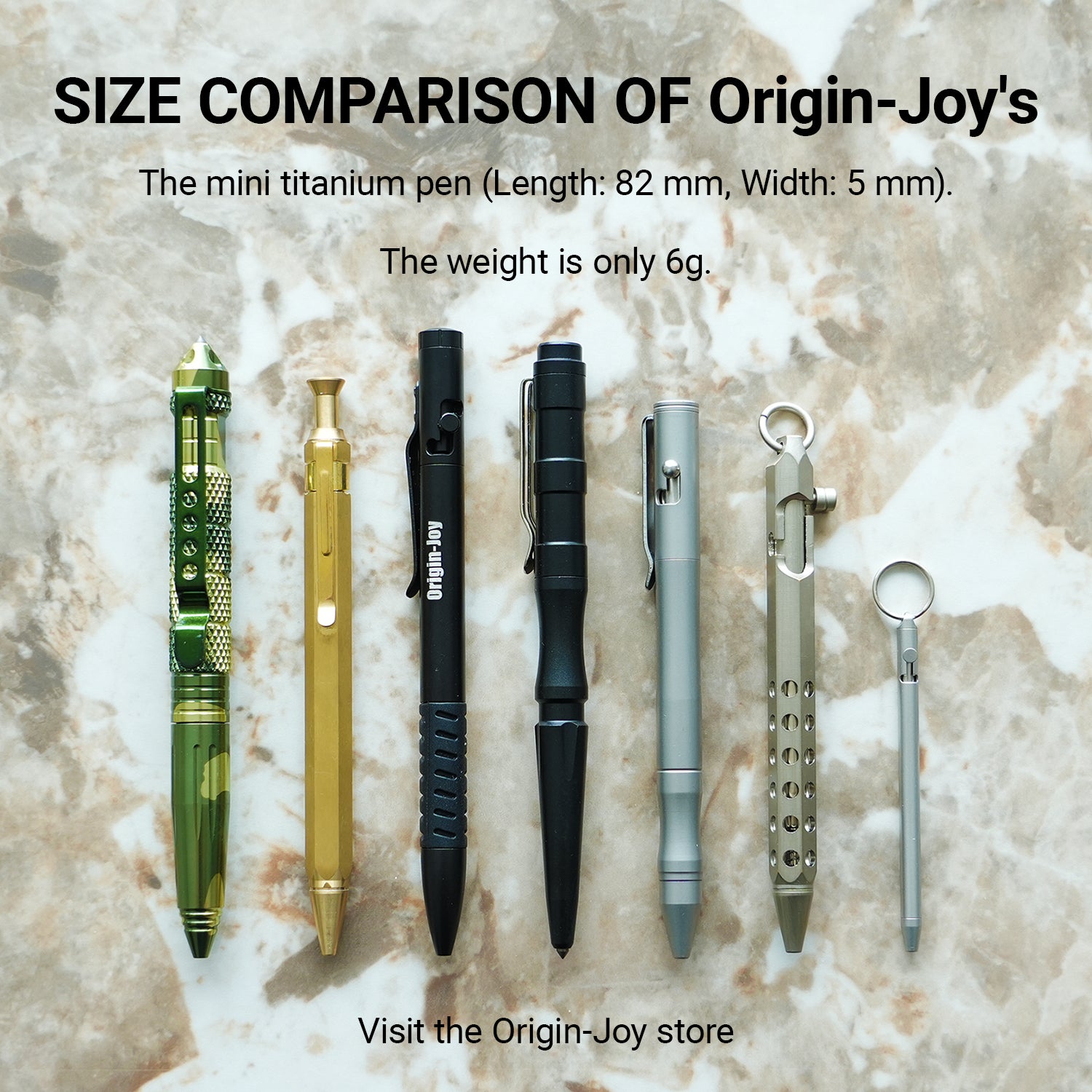 Origin-Joy Mini Pocket Pen - SS02 & Silver Sandblasting (303 Stainless Steel)