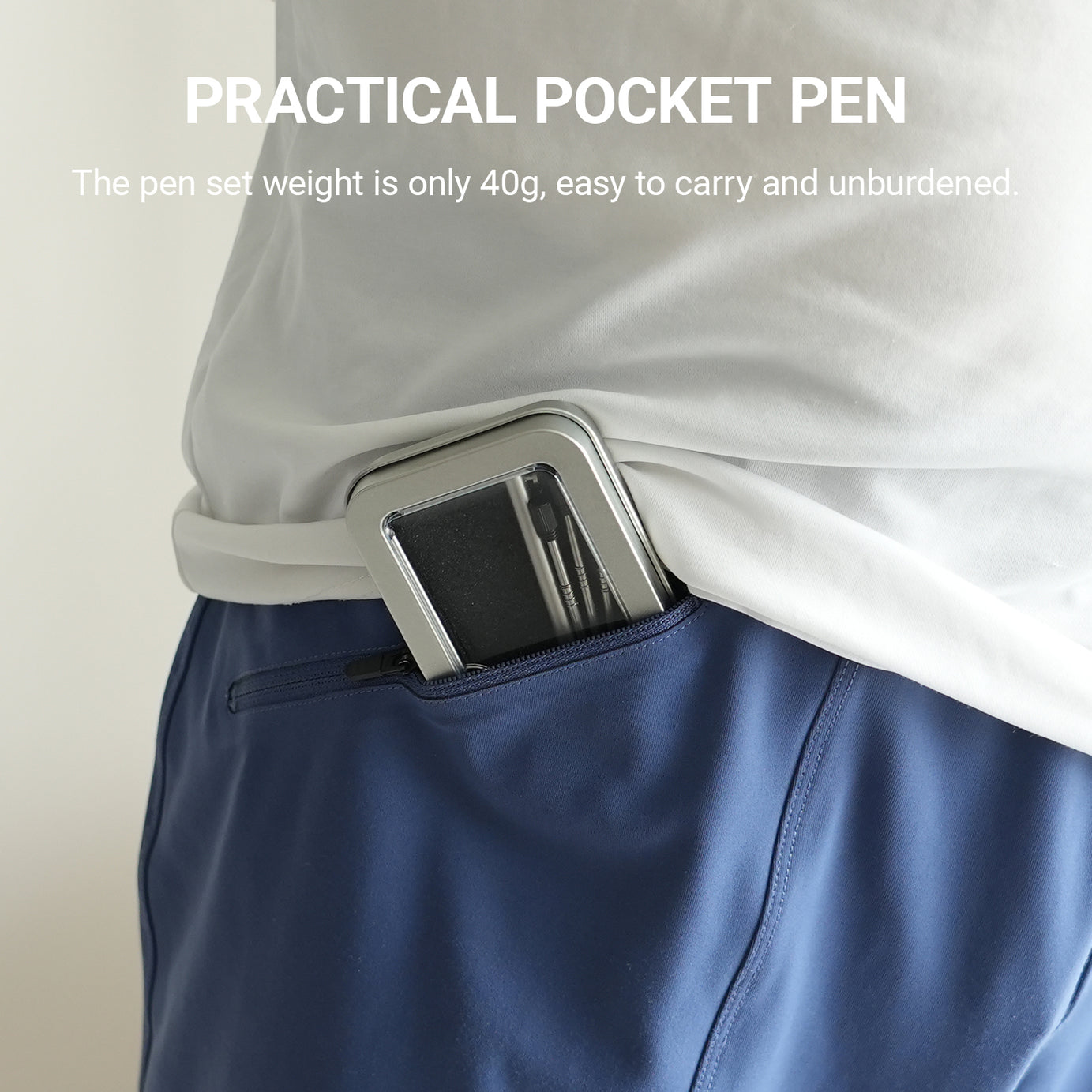 Origin-Joy Mini Pocket Pen - SS02 & Silver Sandblasting (303 Stainless Steel)