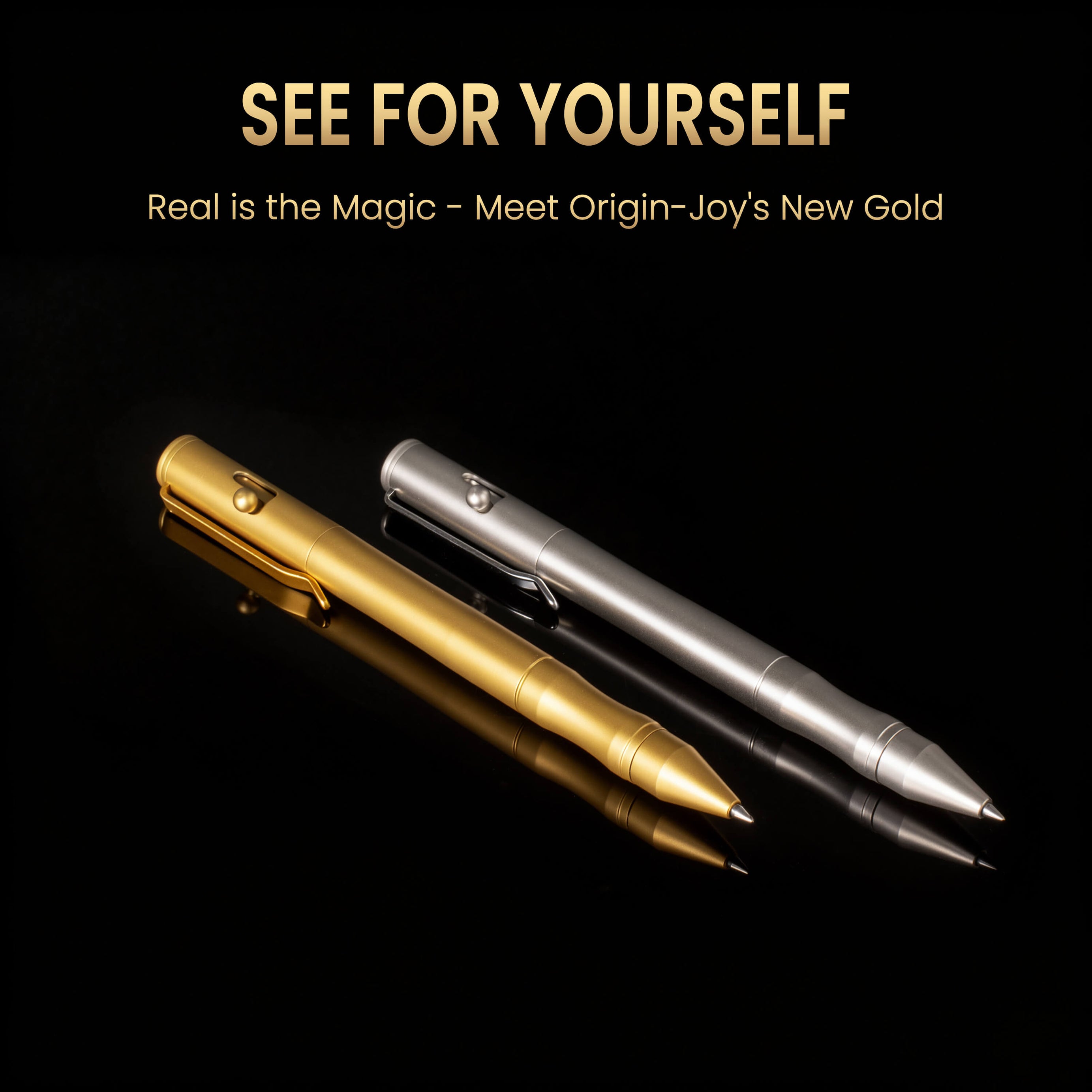 Origin-Joy Bolt Action Pen - SS01 & Gold Vacuum Titanium Plating (303 Stainless Steel)