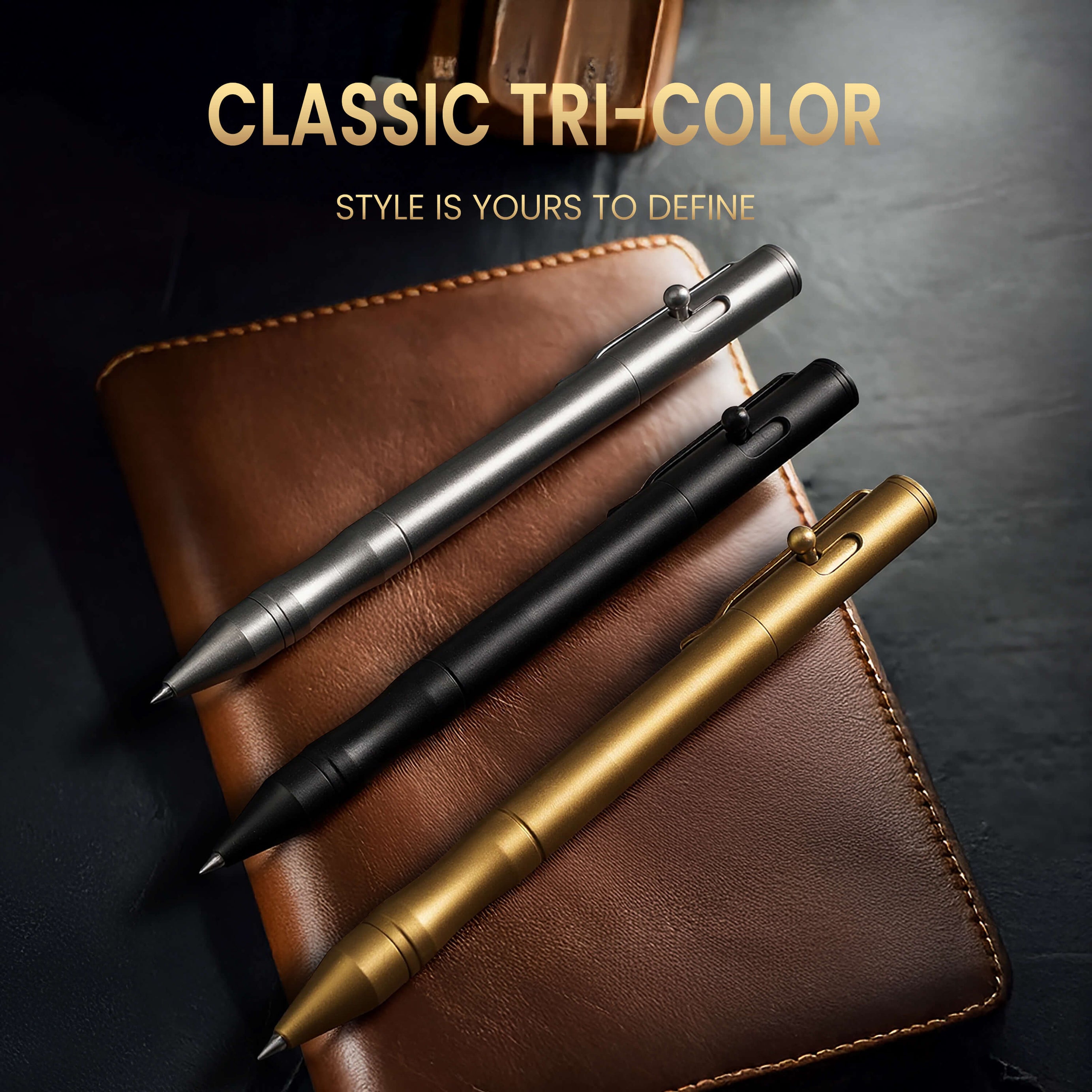 Origin-Joy Bolt Action Pen - SS01 & Gold Vacuum Titanium Plating (303 Stainless Steel)