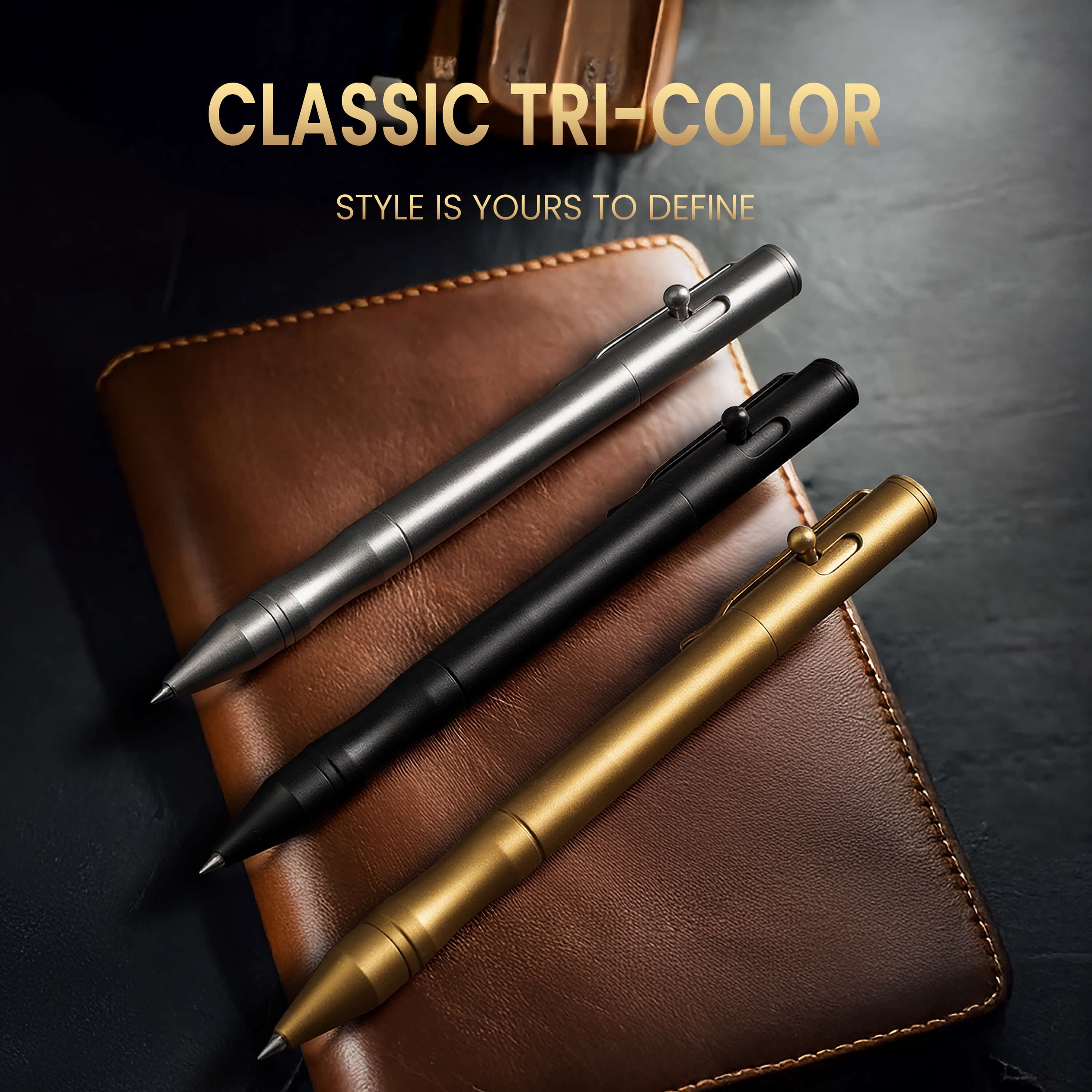 Origin-Joy Bolt Action Pen - SS01 & Gold Vacuum Titanium Plating (303 Stainless Steel)