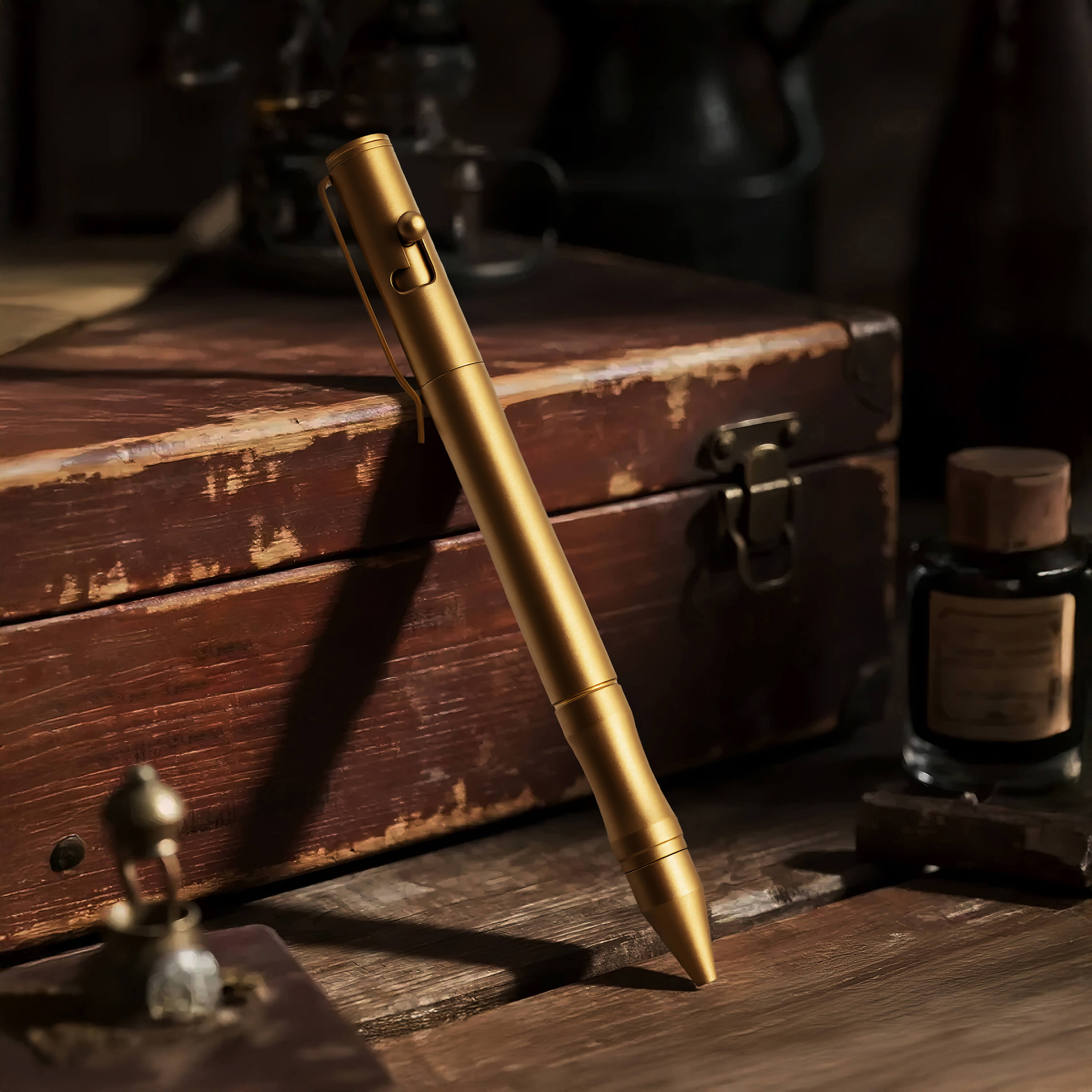 Origin-Joy Bolt Action Pen - SS01 & Gold Vacuum Titanium Plating (303 Stainless Steel)