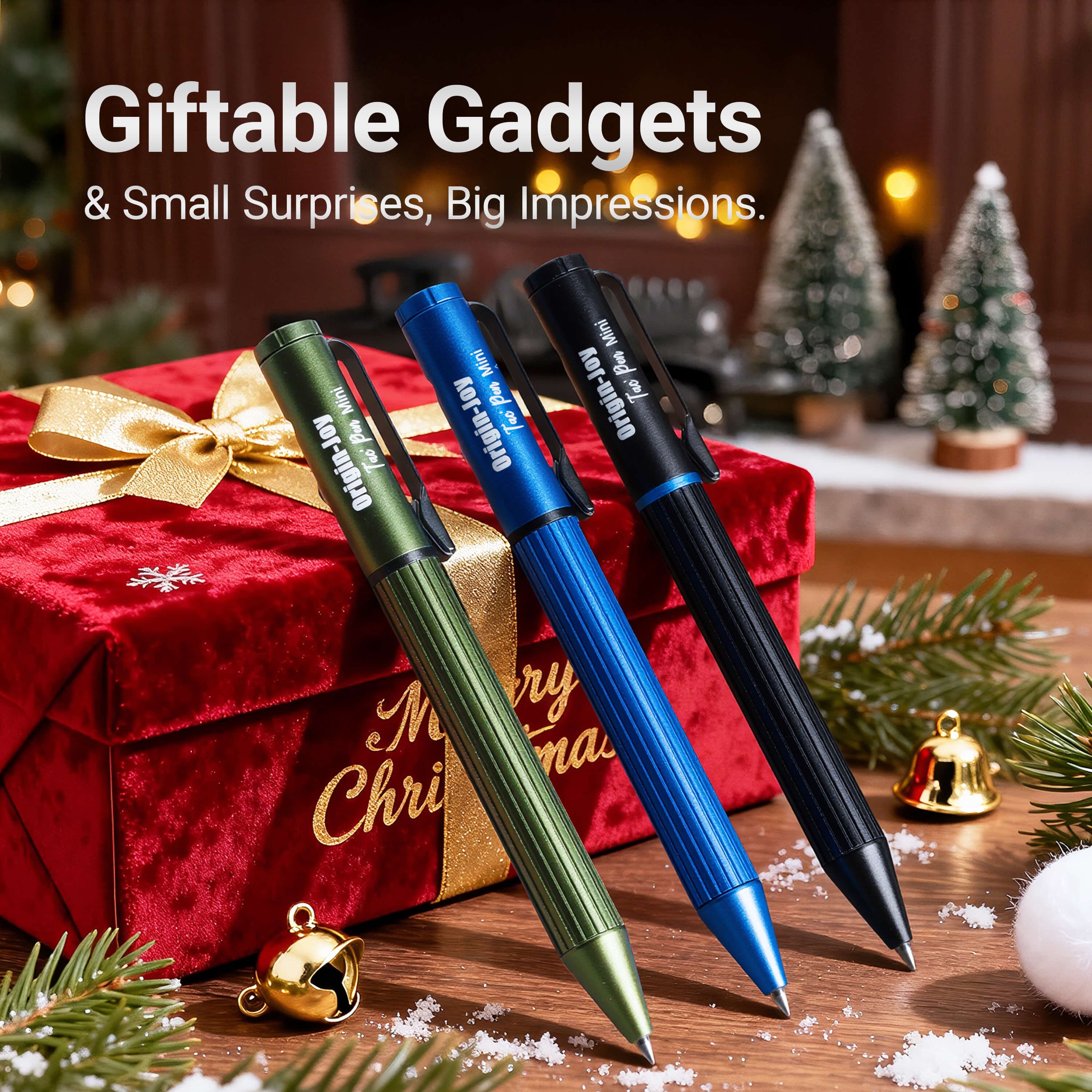 Origin-Joy Mini EDC Bolt Action Tactical Pen - AL02 & Shiny Blue (6061-T6 Aluminum)